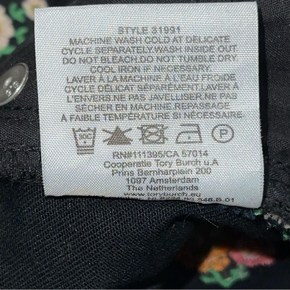 Tory Burch Brindle Black Floral Embroidered Jeans - Picture 8 of 8